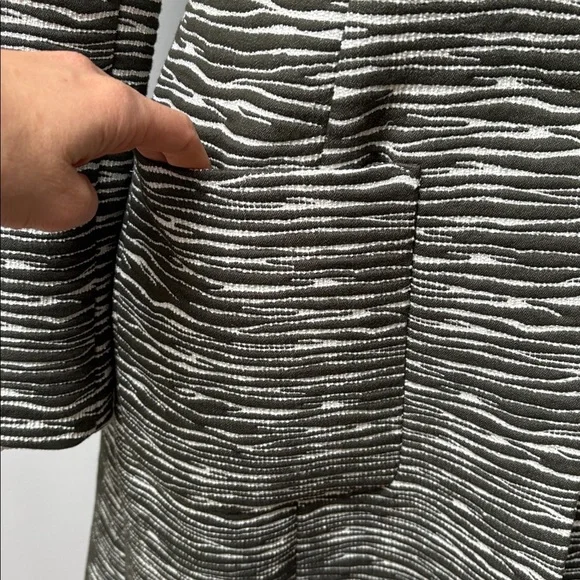 Judith and Charles long zebra striped coat jacket green white collar size 4 - Picture 3 of 15